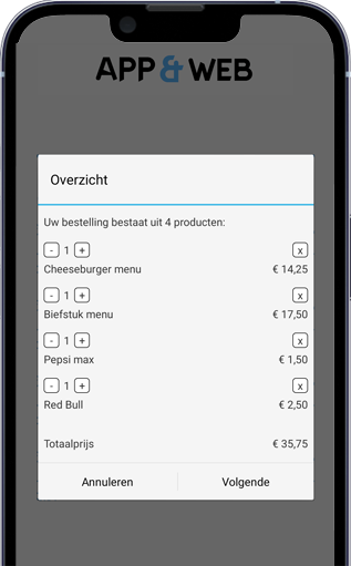 Vanaf tafel bestellen overzicht bestelling