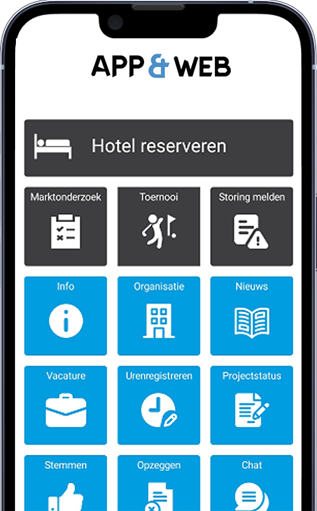 hoofdmenu app voor reserveren van een hotel