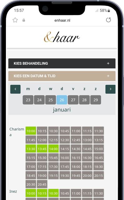 Reserveringssysteem voor salons beschikbare tijden