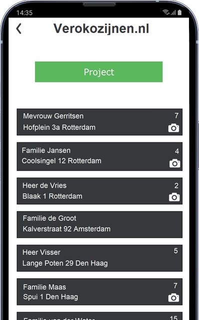 Projectregistratie alle projecten