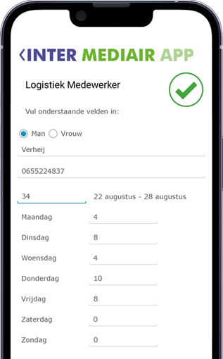 aantal gewerkte uren intermedia app