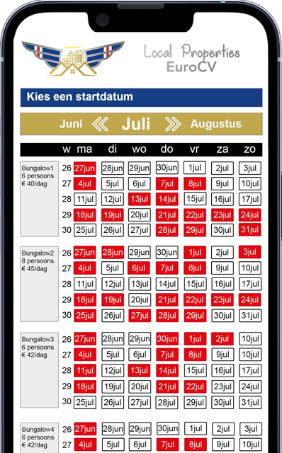 Vakantieapp kalender overzicht