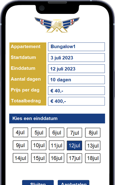Vakantieapp reservering