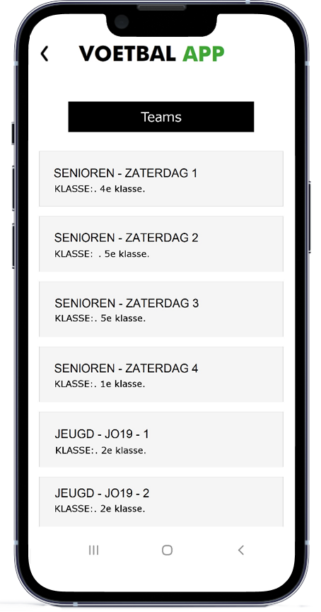 Voetbal app teams