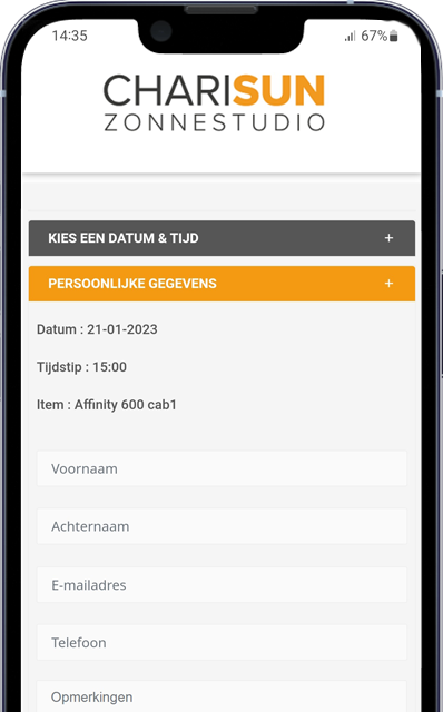Zonnebank app reservering