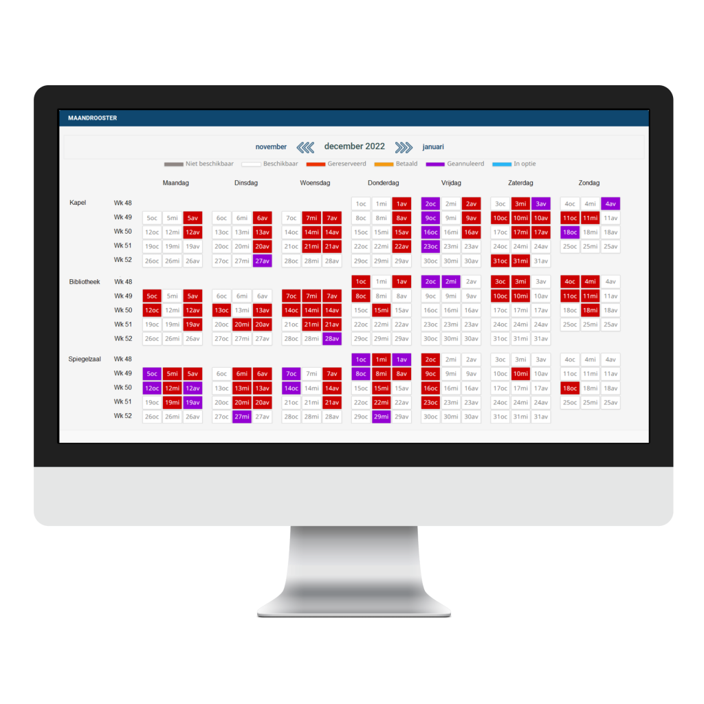 Backoffice zaalreservering