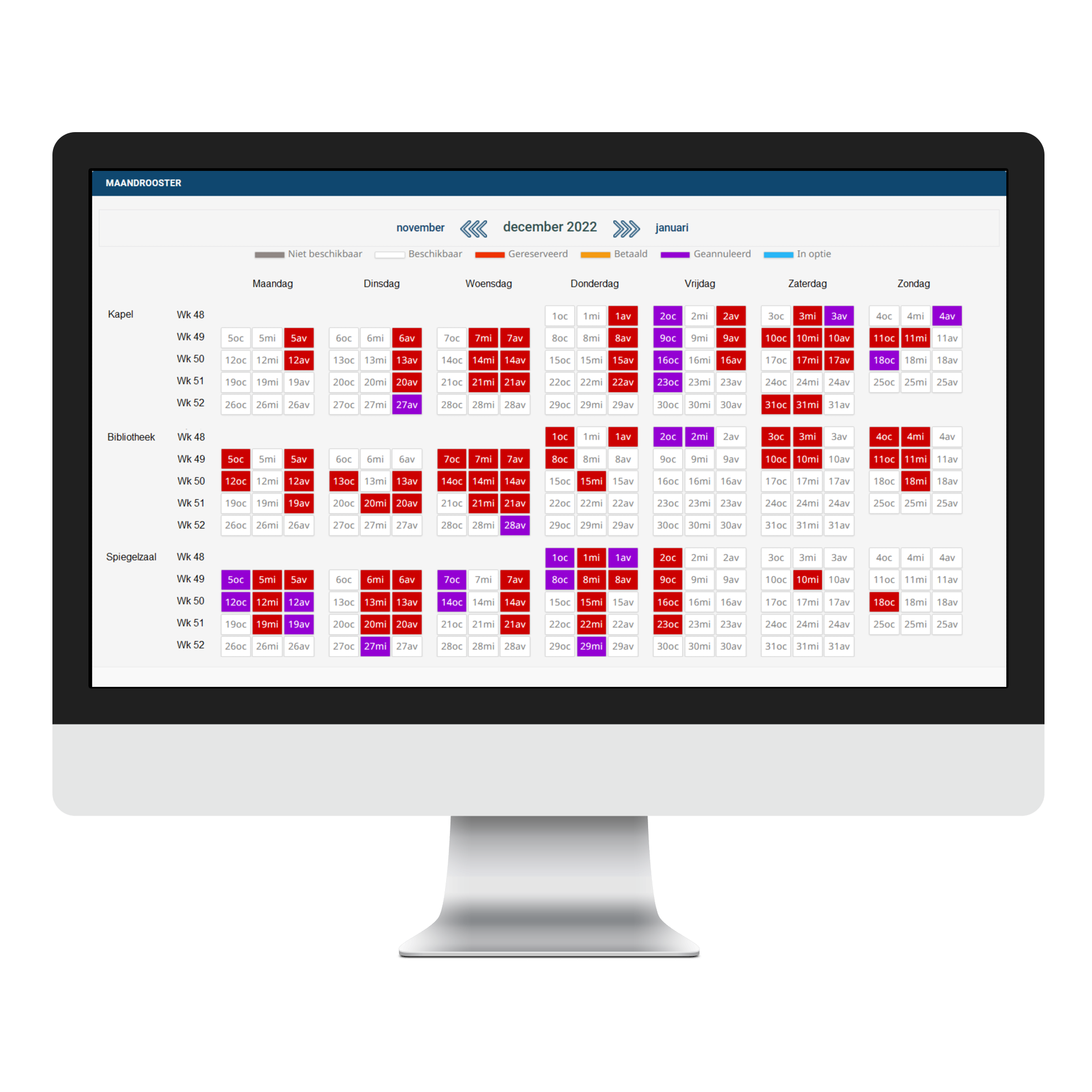 Backoffice zaalreservering