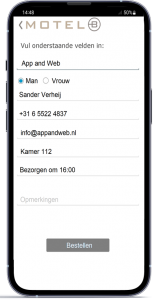 Motel mobiele applicatie persoonsgegevens
