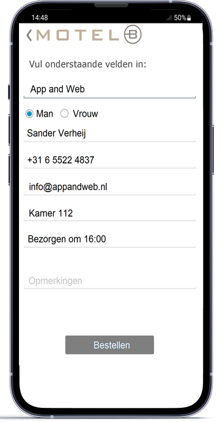 Motel mobiele applicatie persoonsgegevens