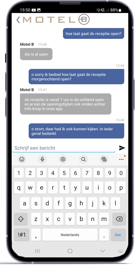 Motel mobiele applicatie chat