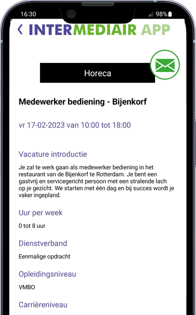 Intermediair app vacature overzicht