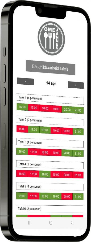 Restaurant app reservering