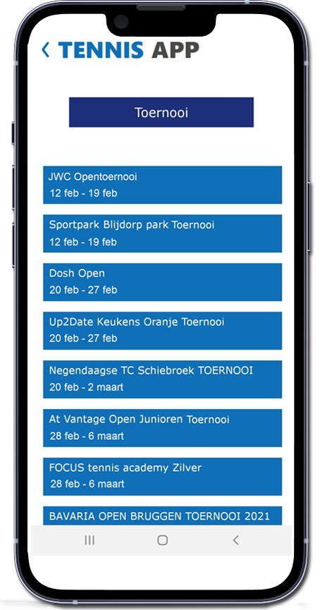 Tennisapp tournooi overzicht