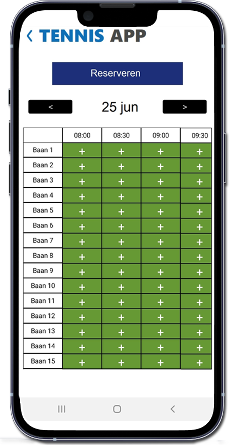 Tennisapp reserveren