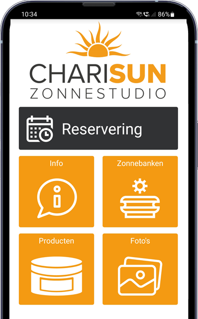 Zonnebank reserveren hoofdmenu