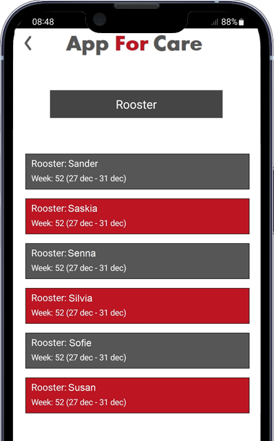 Zorgapp rooster overzicht
