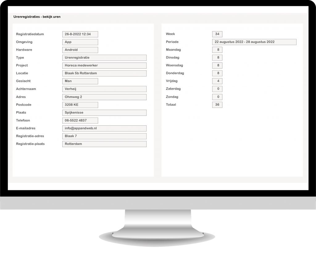 Urenregistratie backoffice uren