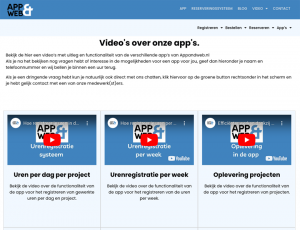 Videopagina overzicht appandweb.nl