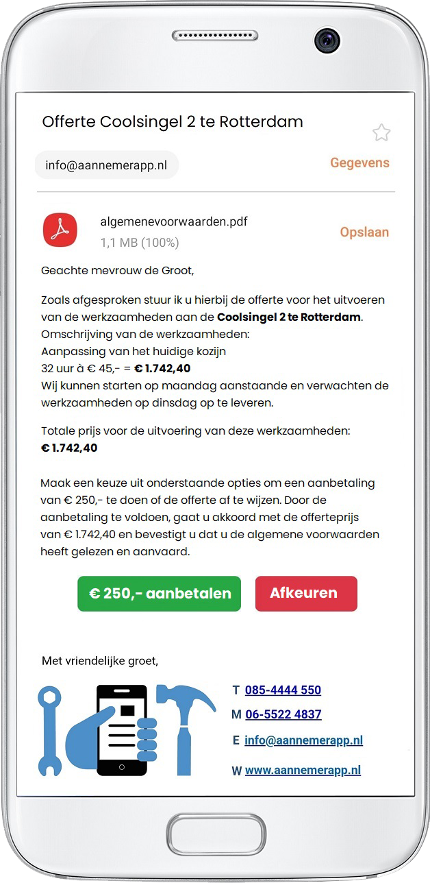 Email koppeling aanbetalen